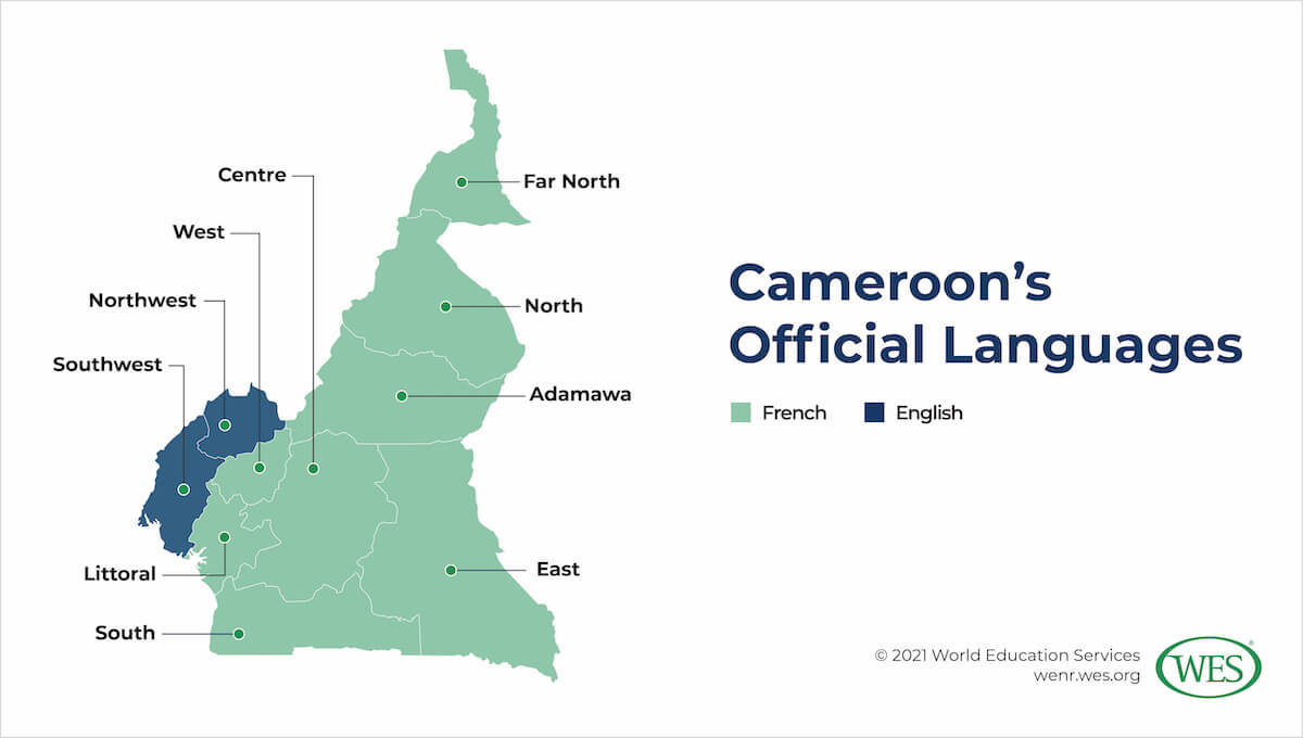 Education in Cameroon Image 1: Map of Cameroon’s official languages